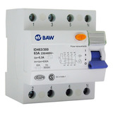 Interruptor Disyuntor Diferencial Tetrapolar 4x63a 300ma Baw