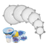 Kit 6 Tapaderas Reutilizables Silicona Herméticas Flexibles