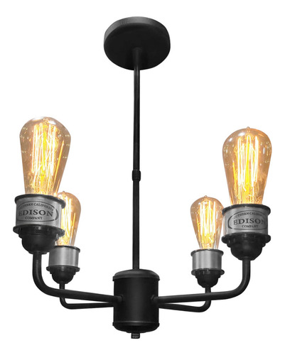 Lampara Industrial X4 Luces, Lampara Moderna Edison