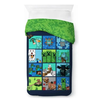 Edredon Minecraft 2 Pzs Doble Vista Individual \u002F Matrimonial | Envío gratis