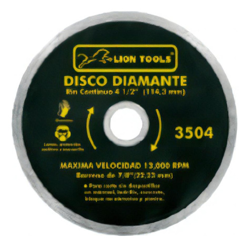 Disco Diamante Rin Continuo 4 1/2 Lion Tools 3504 Calidad