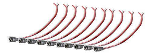 10 X Conectores Corriente Hembra Cola Pigtal Cctv 22awg Plug