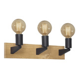 Aplique Pared Vintage Lucca 3 Luces E27 Madera Negro