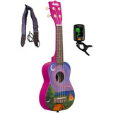 Ukelele Soprano Ukadelic Kala Graphic Funda, Afinador Correa