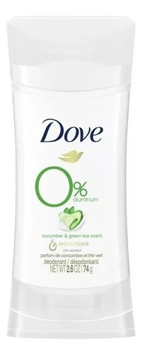 Desodorante Dove 0% Alumínio 48hcucumber Green Tea Scent 74g