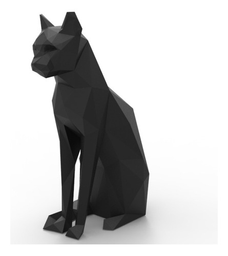 Escultura Decorativa Gato Sentado 3d Pla Grande