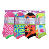 Pack X 12 Medias Soquetes Dama Estampado Fluo Docena Lebnen