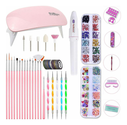 Kit De Portatilkit Básico De Uñas, Lámpara Uv, Taladro De Uñ