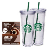 Starbucks - Vaso Aislado Transparente Con Tapa Y Pajilla, De