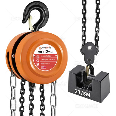 Goxawee® Polipasto Manual De Grúa Cadena, 2 Tonelada 5metros Harrington Maquina Hrramientes Industriales Rotación De 360° Para Instalar Máquinas Y Elevar Mercancías | Envío gratis