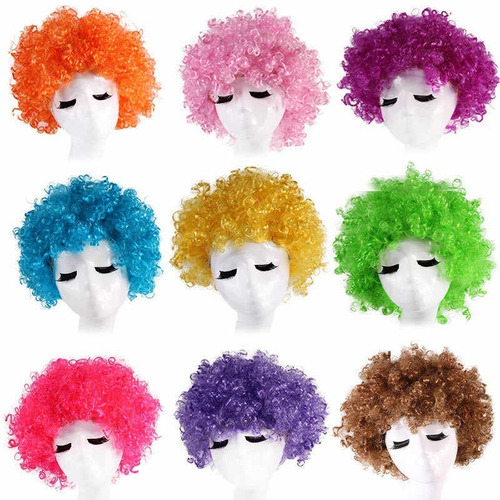 Peluca Afro Payaso Rulos Cotillon Fiesta Color Naranja