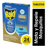 Raid Tabletas Repelente Anti Mosquitos 24 Noches X 24 Un.