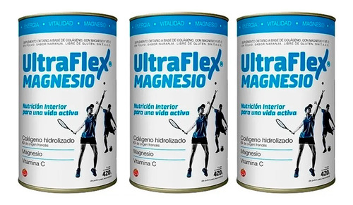 Ultraflex Magnesio Colágeno Hidrolizado 420gr X 3 Unid.