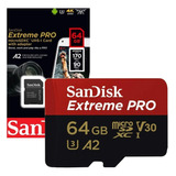 Memoria 64gb Micro Sd Extreme Pro Sandisk 170mbs A2 V30 U3