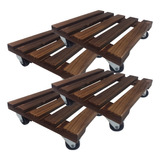 4 Soporte Base Para Macetas De Madera Pino Portamacetas 