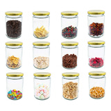 12 Tarros Vidrio Especieros Tapa Mason Jar Frascos 300ml