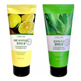 Jabon Espuma Coreana, Limpieza Facial Aloe & Limón Detox_4pz