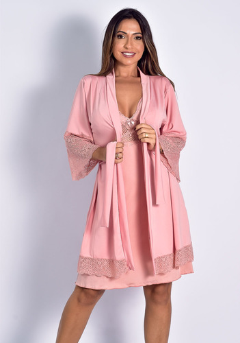 Kit Robe Feminino + Babydoll Amamentação Maternidade Lg016