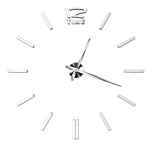Reloj De Pared Gigante Minimalista 3d Diy Plateado