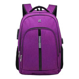 Mochila Executiva Notebook Reforçada Usb Fone C/ Cadeado Top Cor Roxo