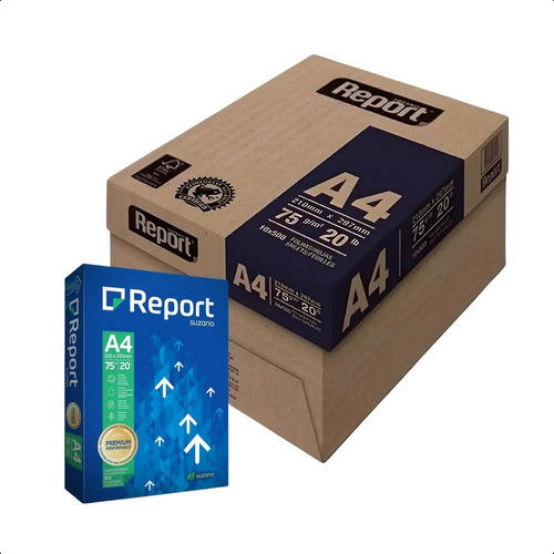 Kit 5 Papel Sulfite Premium A4 75g 500 Folhas Branco Report 