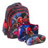 Kit X3 Morral Maleta Spiderman + Lonchera + Cartuchera Grand