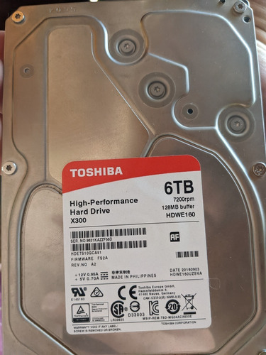 Disco Rígido Toshiba 6tb X300 High-performance Sata3