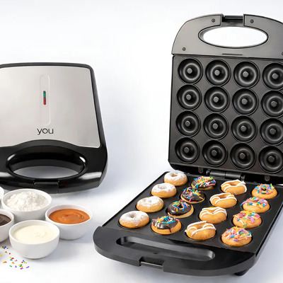 Maquina Electrica Mini Donas Antiadherente 16 Rosquillas You Negro | Meses sin interés