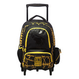 Mochila C/carrito Dinosaurio Lsd 18 PuLG Grande Escolar Color Negro