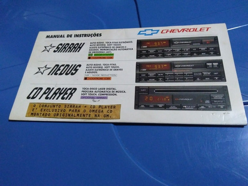 Manual De Instruções Cd Player Sirrah Nedus Original Gm -