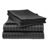 Juego De Sabanas Semidoble  Negro Sateen Stripe