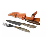 Set De Asado Cuchillo + Tenedor + Chaira Personalizado