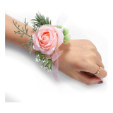 Yean Rose Flower Novia Boda Muñeca Corsage Pulsera Hoja Nupc