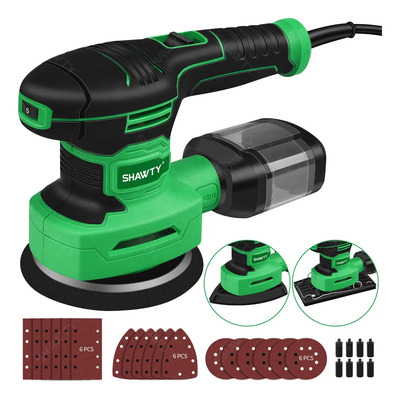 SHAWTY Lijadora De Orbital 3 En 1, 450W 2.5A, 5 Velocidades Lijadora Electrica 14000OPM, Redonda, Cuadrada, En Forma De Rata, Para Lijadora De Madera, Desincrustar y Pulir Metales, Lijar Cantos | Envío gratis