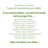 Plantilla De Excel - Proyecto De Emprendimiento Para Pyme´s