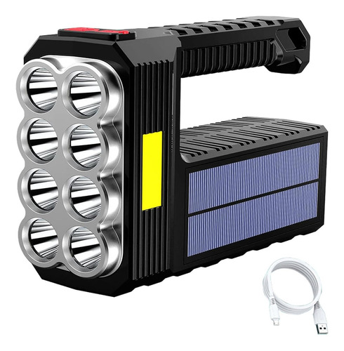 1600 Lúmenes Linterna Led+cob Solar Recargable Con 8 De Luz