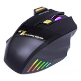 Mouse Gamer Sem Fio Recarregável C/ 7 Botões Led Usb 3200dpi