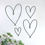 Decoración De Pared Corazón Metálico - 4 Piezas, Negro