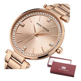 Reloj Impermeable Mini Focus De Lujo Con Diamantes, Correa De Color Rosa