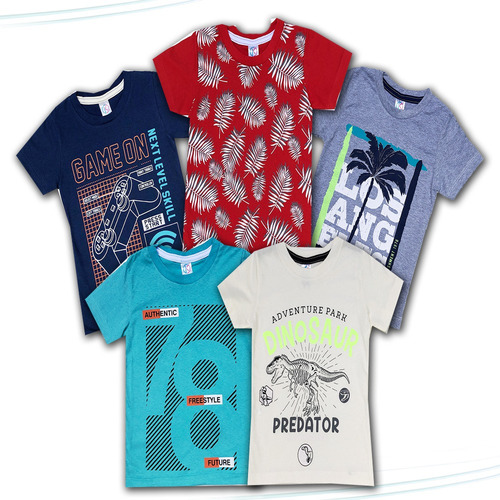 Roupa Infantil Kit 5 Camisetas Masculino Verão Atacado