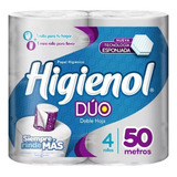 Papel Higiénico Higienol Duo 50 M X 4 Rollos X 8 Paq. Bolsón