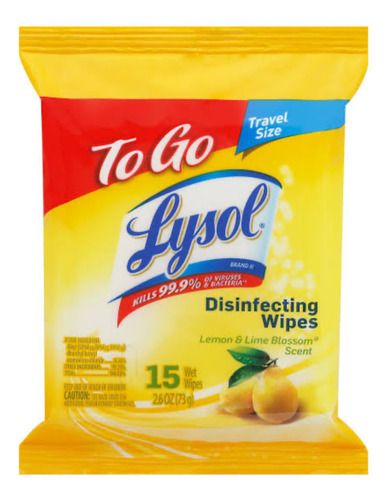 3 Pack Toallitas Desinfectantes Lysol 15 Wipes Antibacterial
