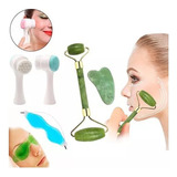 Set De Rodillo Jade + Limpiador Facial Doble Cara Limpieza