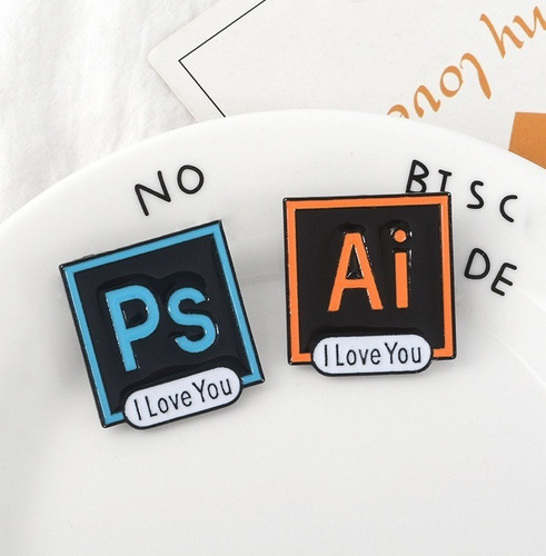 Pin Broche Ps Photoshop Ai Adobe Illustrator Geek Diseñador