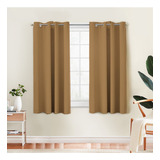 Cortinas Cortas Con Aros 2.00 X 1.35 M Alfer Home Jgo 2 Pzas Color Caqui