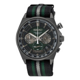 Relógio Seiko Cronógrafo Multifunção Masculino Ssb411b1 Cor Da Correia Verde E Preto Cor Do Bisel Chumbo Cor Do Fundo Verde