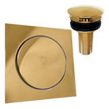 Ralo Inox Dourado 15cm E Valvula Ralo Click 7/8 Kit Banheiro