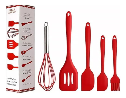 Kit 5 Utensílios Cozinha Silicone-tamanho Grande Resistente