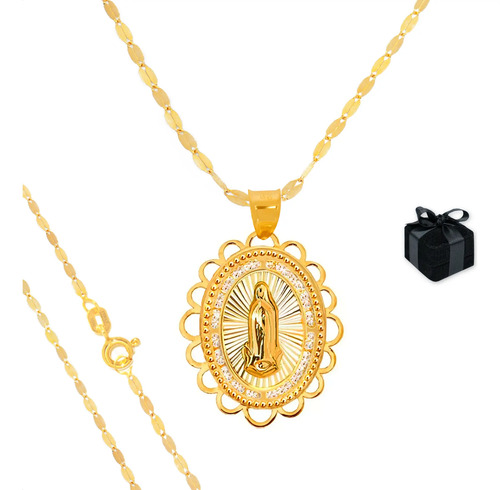 Medalla Virgen De Guadalupe Cadena De Oro 10k Gargantilla | Meses sin interés