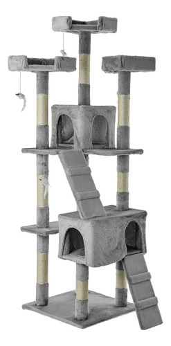 Rascador De Arbol Torre Con Casa De Gato Gris De 170cm -064